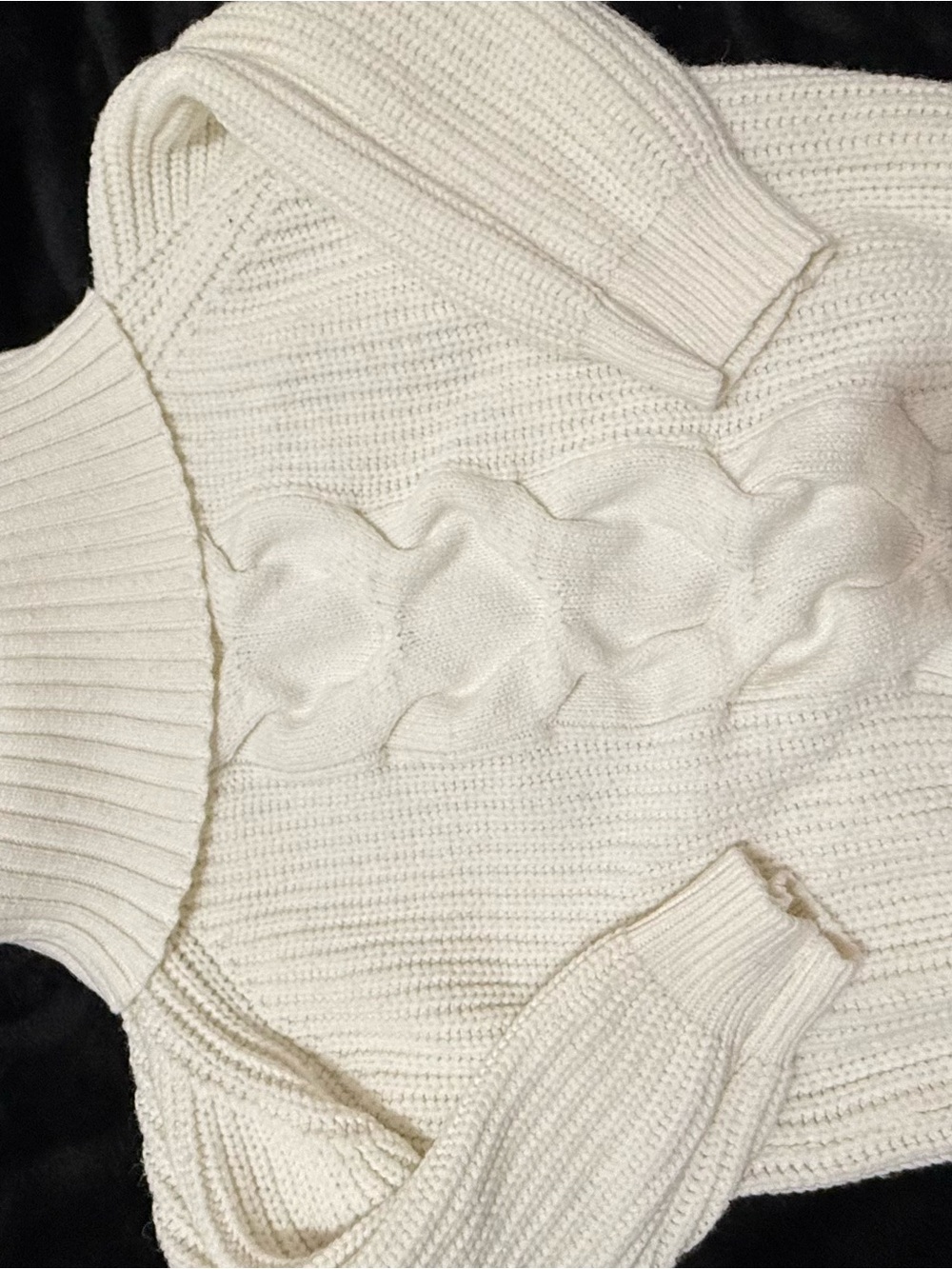 Cable-Knit Turtleneck Sweater in Off-White